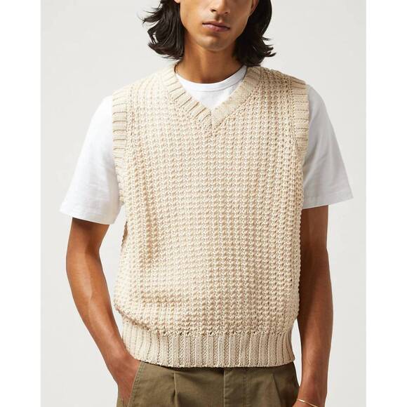 NEW CORRIDOR mercerized sweater vest in natural